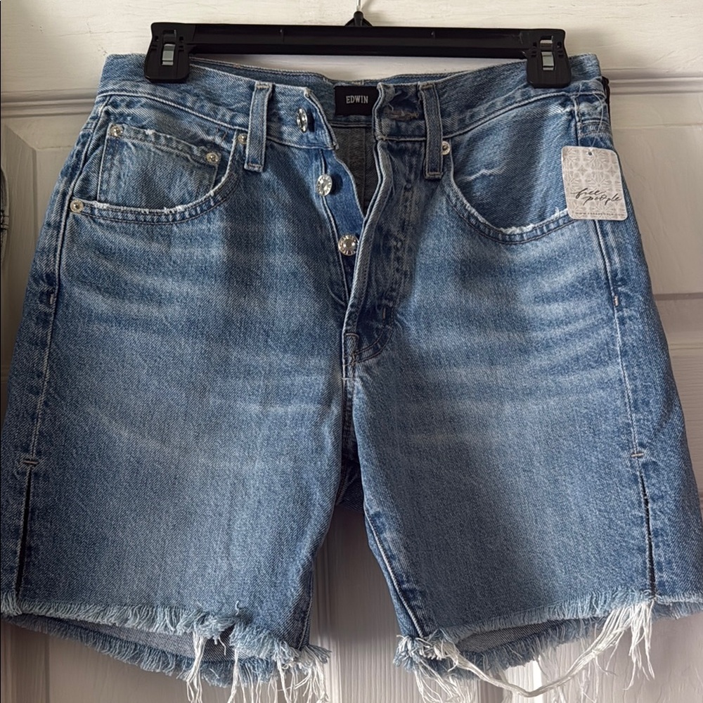 Edwin Blue Denim Cut-Off Shorts